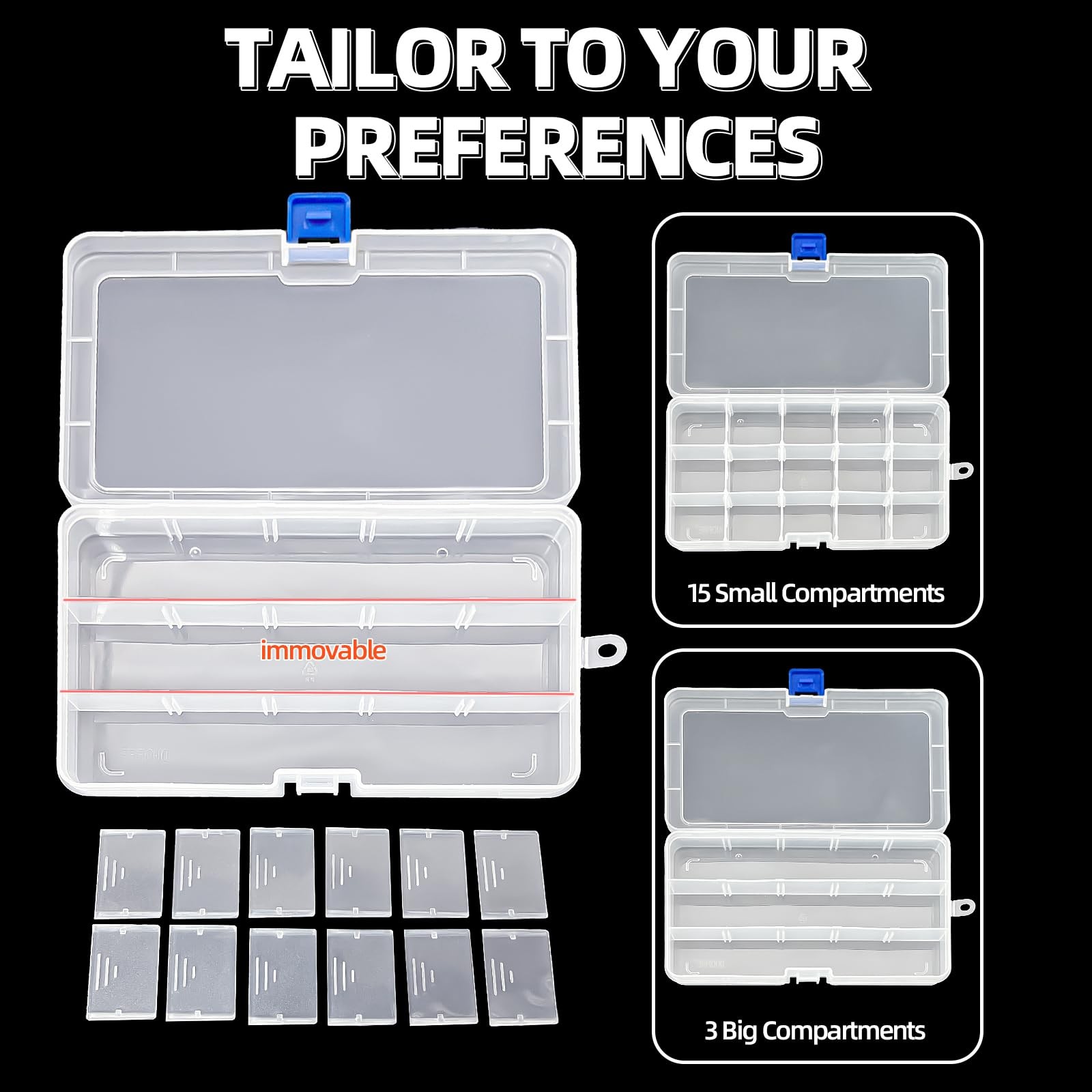 Plastic Organizer Container Storage Box Adjustable Divider Removable Grid Com...