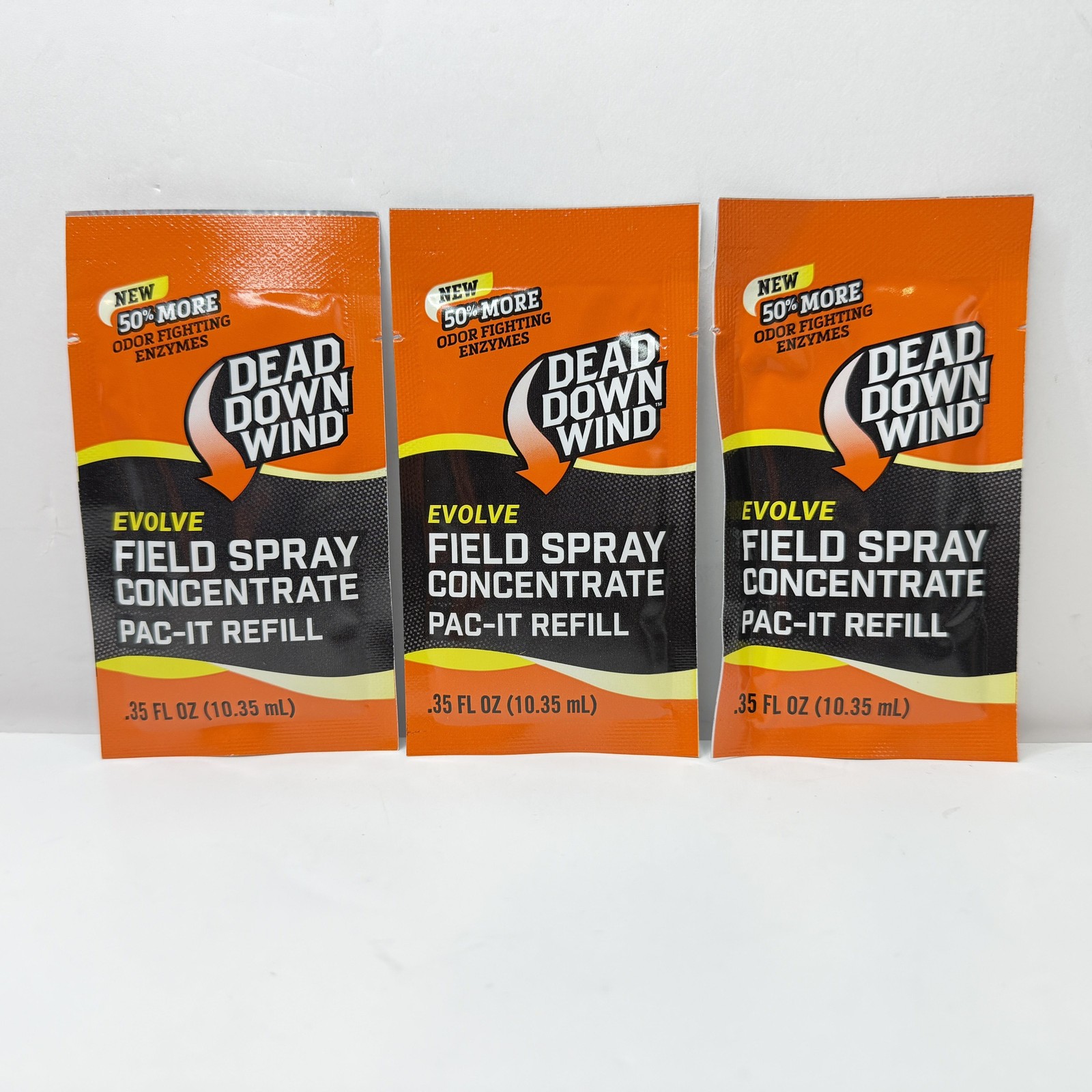3x Pac-It Refill Packs Dead Down Wind Evolve Field Spray .35oz Unscented Orange