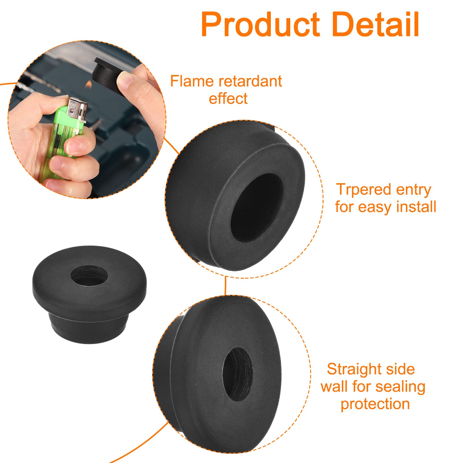 8Pack Rubber Grommets 3/4" Drill Hole 3/8" ID Top Hat Hole Plug Grommet