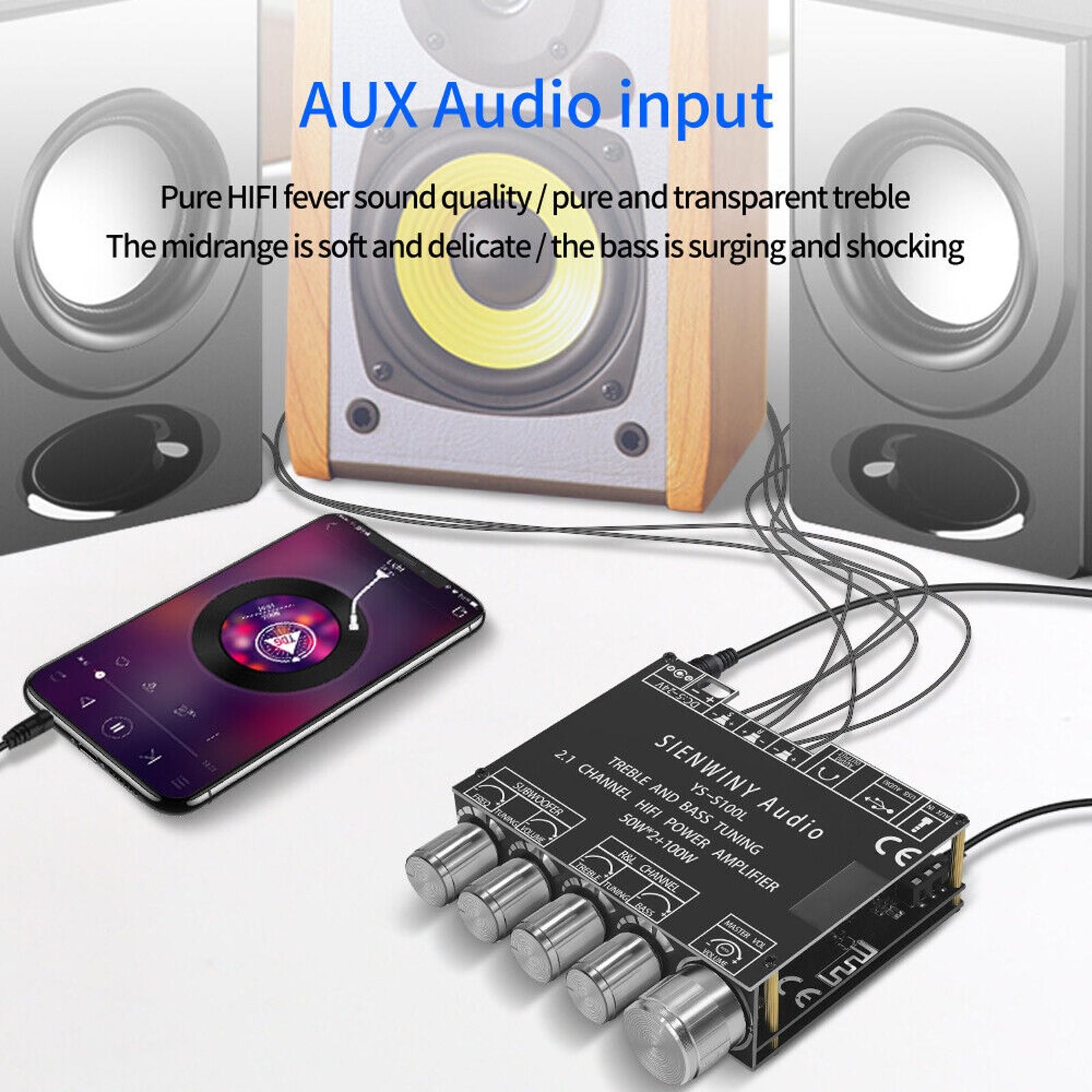 2.1CH HiFi Bluetooth 5.0 Digital Power Amplifier Subwoofer Audio Amp Board i