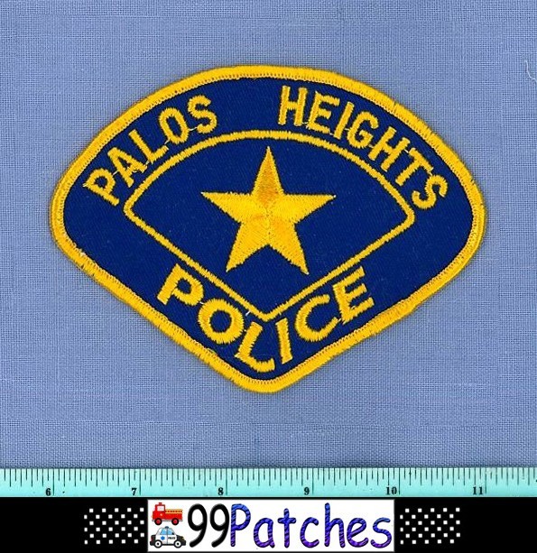PALOS HEIGHTS (Old Vintage) ILLINOIS Police Patch GOLD STAR CHEESECLOTH 1D