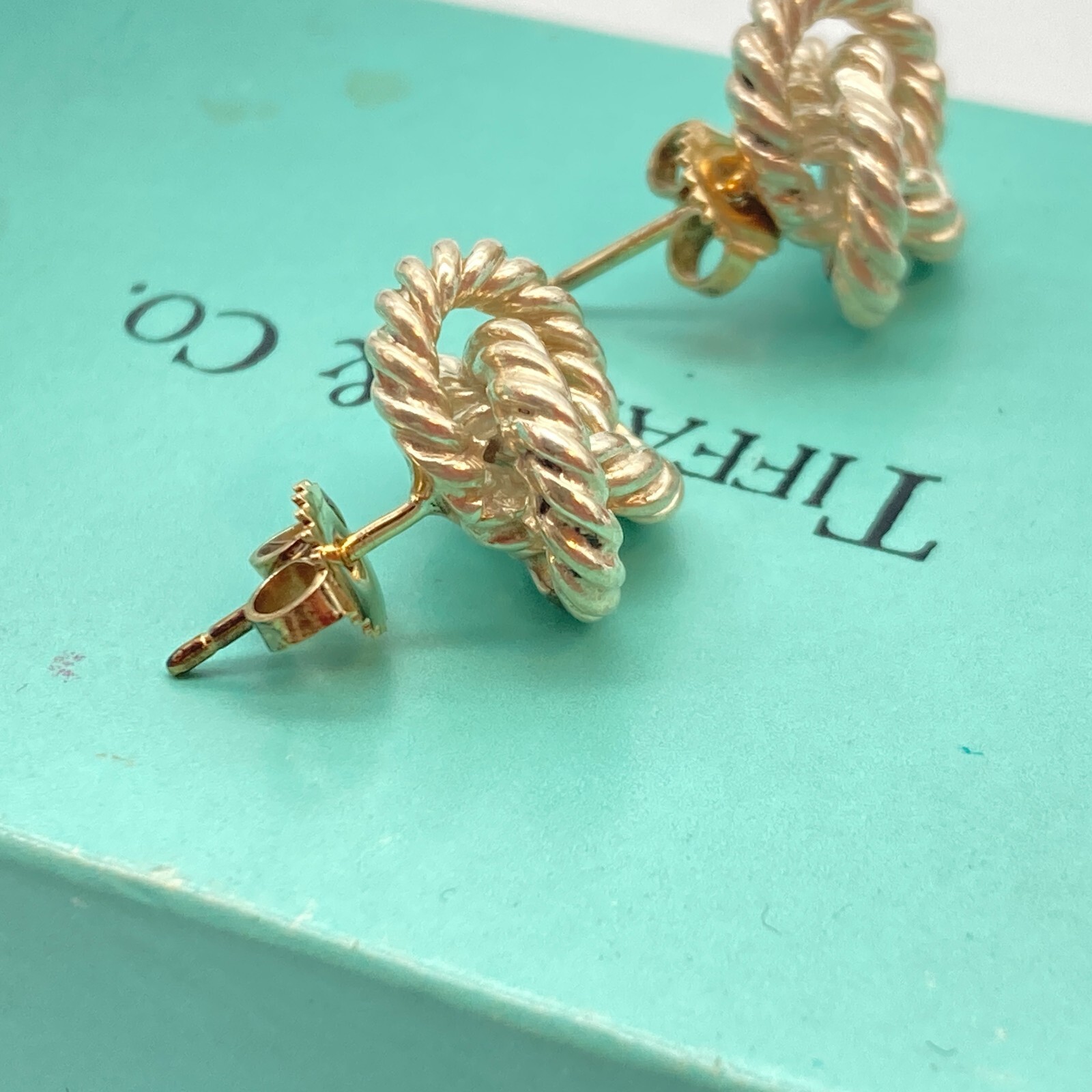 Tiffany & Co. Twist Rope Stud Earrings Gold Silver 7.0g