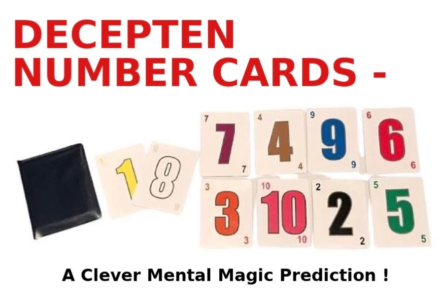 DECEPTEN NUMBER CARDS Mental Magic Trick Prediction Set Deception Packet Flash