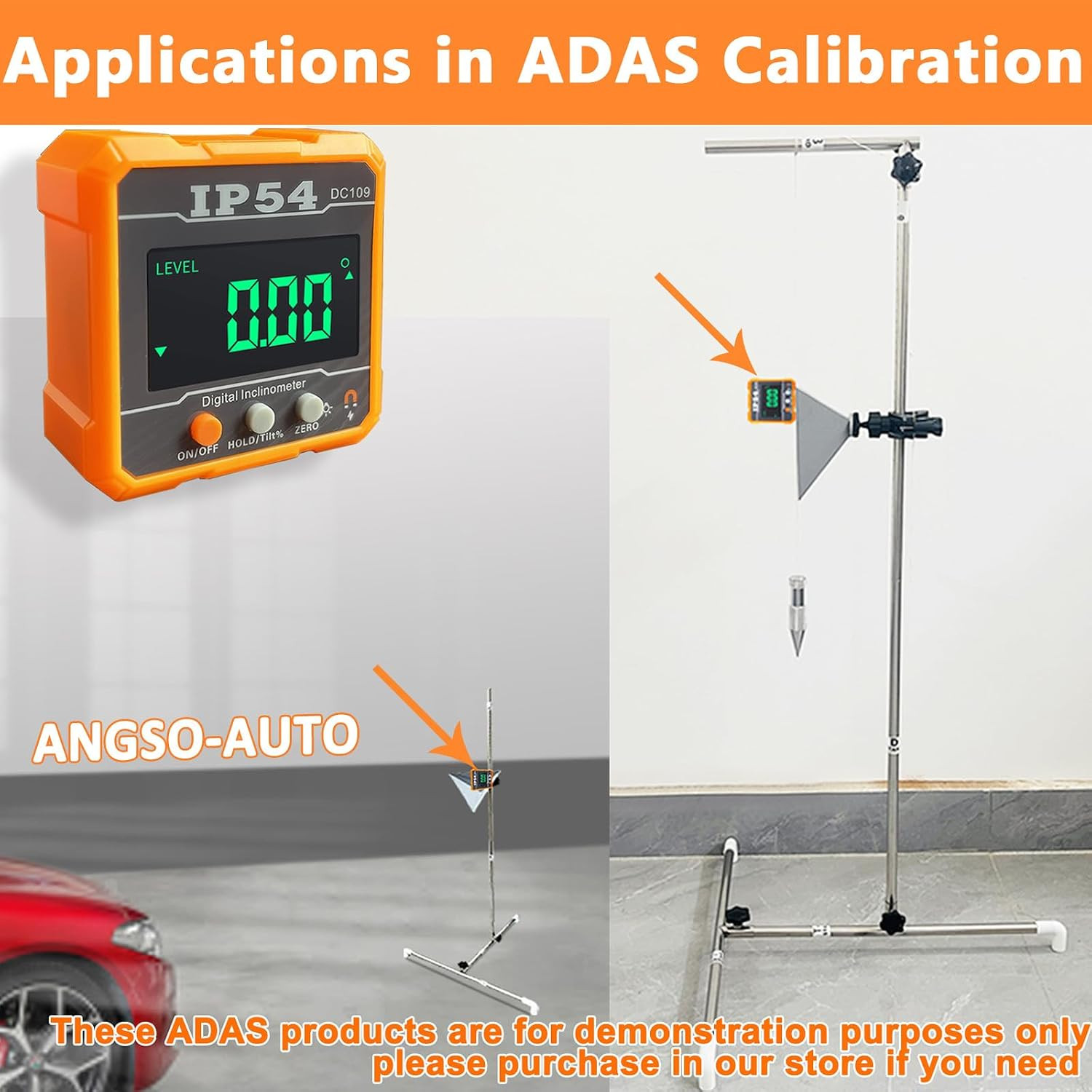 IP54 Digital Angle Gauge ADAS Calibration Tool, 4 X 90 Measuring Range | Backlit