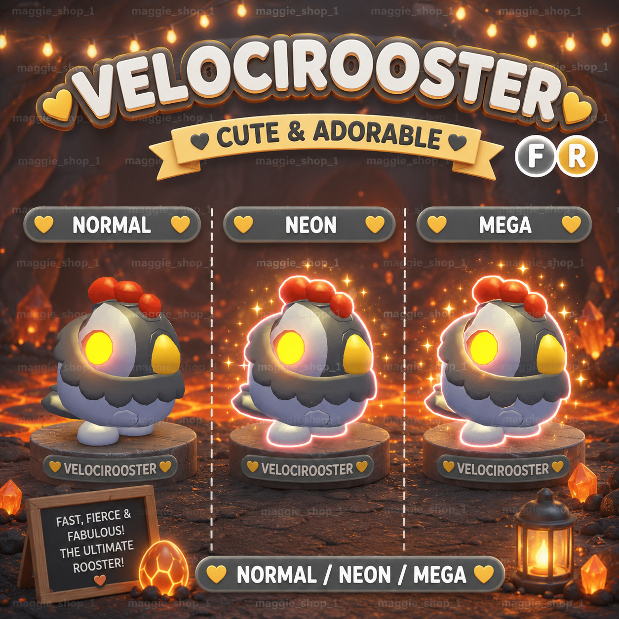 Velocirooster FR Normal/Neon /Mega ✨ Adopt From Me Today ✨ Top Picks