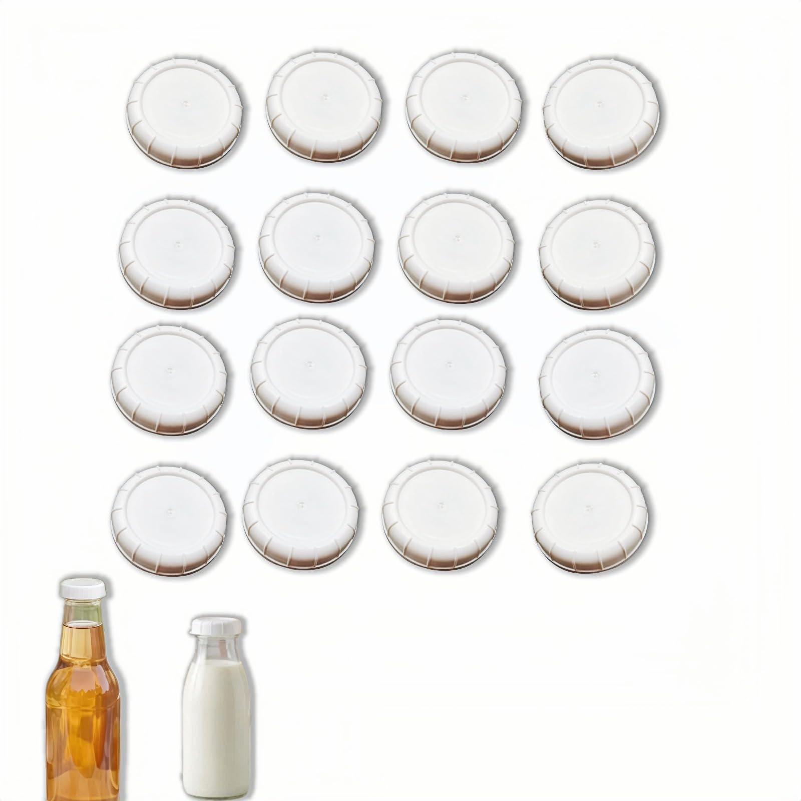 12 Pack Glass Milk Bottle Caps, 48mm (1.87 Inch) Snap-On Replacement Lids, BP...