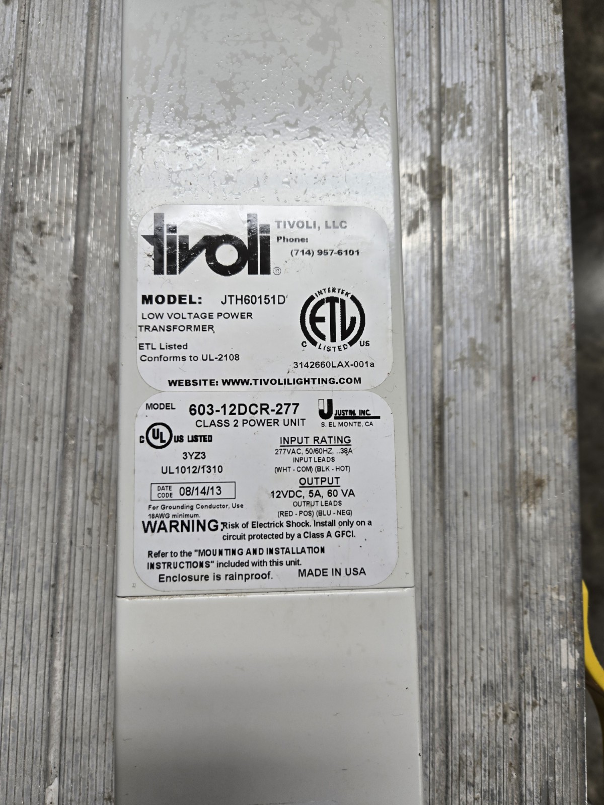 Tivoli JTH60151D - Low Voltage Transformer New Open Box 1ea
