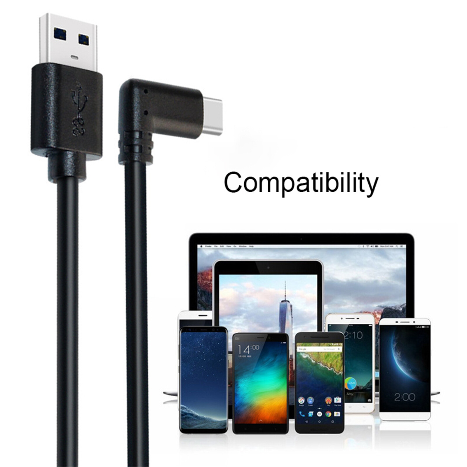 For Quest Link USB3.1 C to USB A Type-C Cable Wire Data Charging Line 3m Black