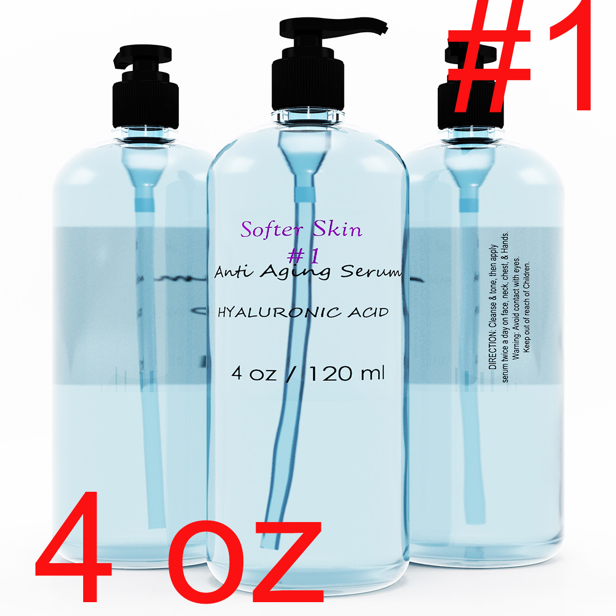 #1 4 oz Pure Hyaluronic Acid Serum Anti-Aging Wrinkles-Intense Hydration Face