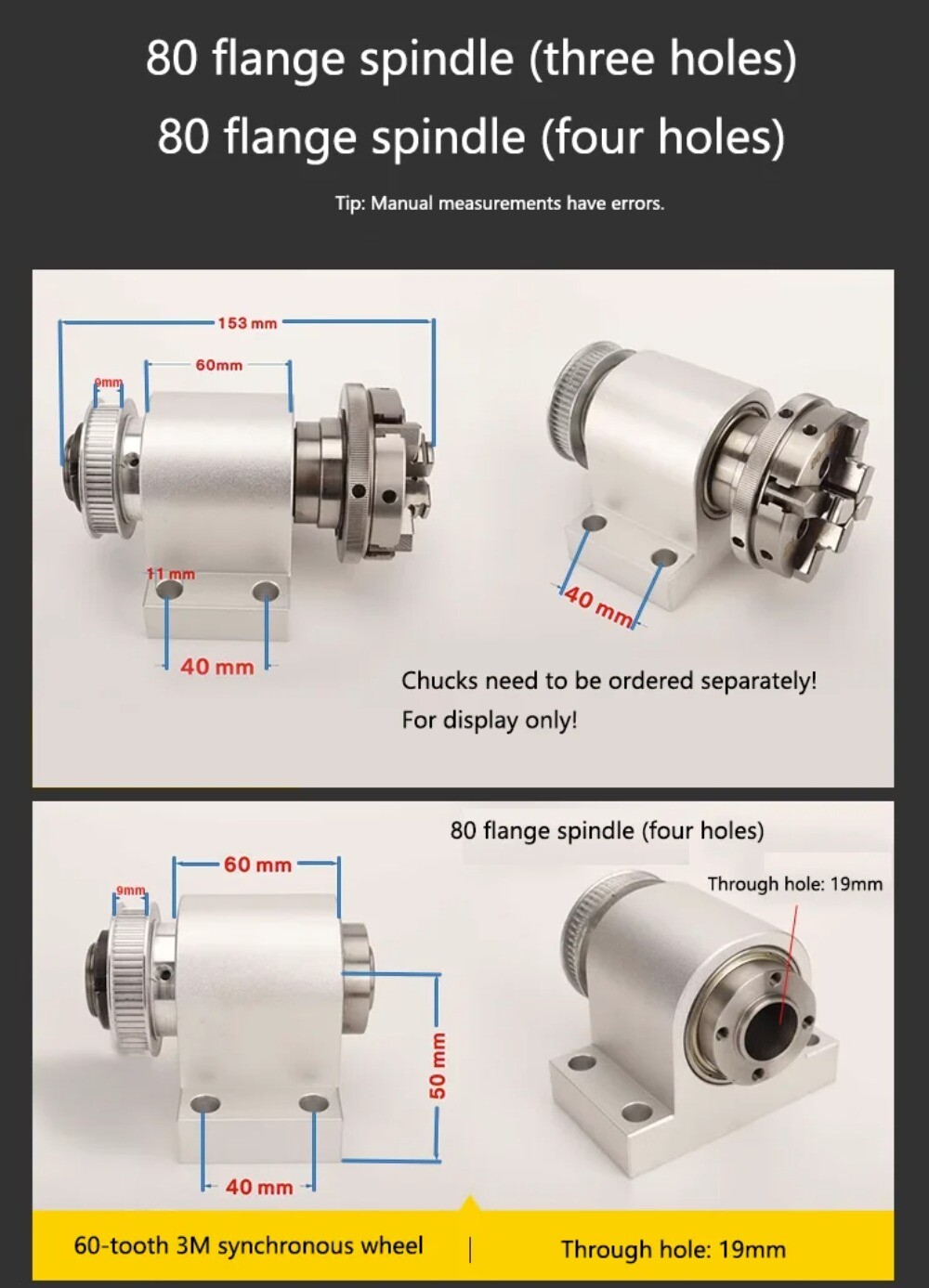 50/65/80 Chuck Spindle Assembly, Self-made Mini Lathe, Buddha Bead Machine