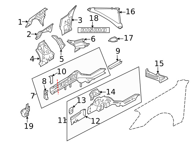 Genuine Nissan Frame Side Member Bracket 751A6-1EA0A