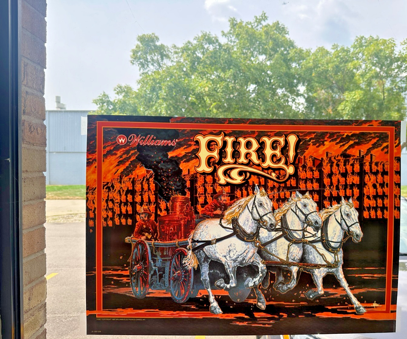 1987 Williams Fire! Pinball Translite - NOS