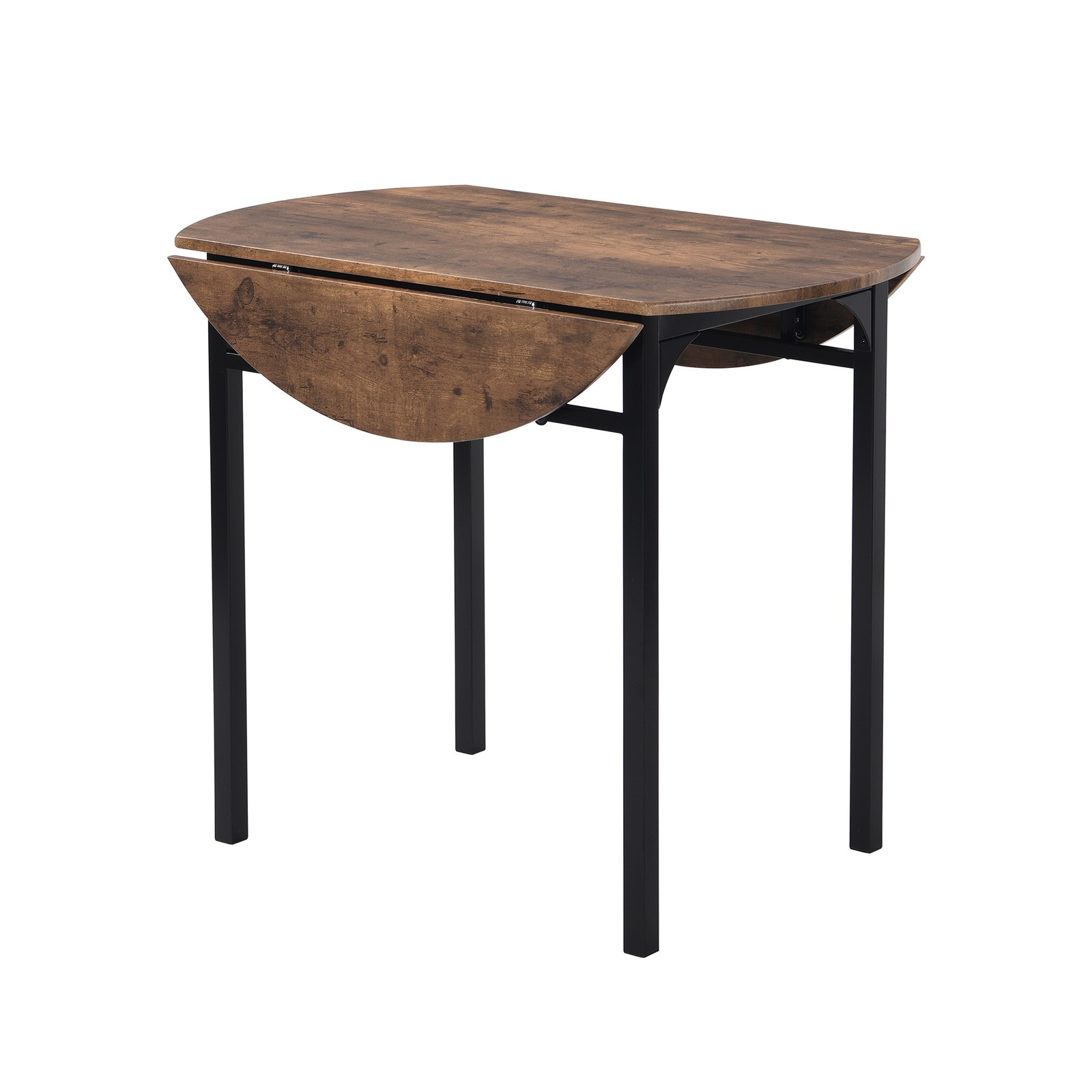 Modern 3-Piece Round Dining Table Set with Drop Leaf and 2 Chairs for Small