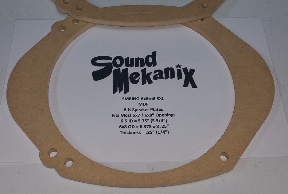 MDF Speaker / Spacer Rings, 5x7" / 6x8" to 6.5" X-Large 1/4" Adaptor One Pair