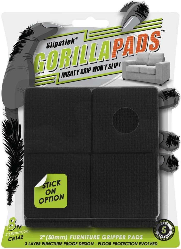 GorillaPads CB142 Non-Slip Furniture Pads/Grippers Set of 8 Furniture Leg Floor