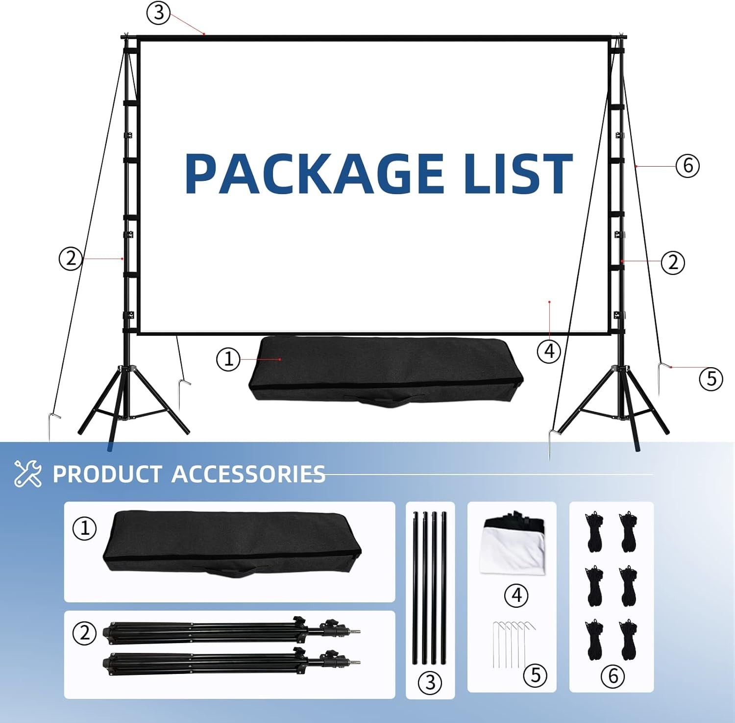 Portable 120 Inch Projector Screen w/ Stand 4K UHD 16:9 HD Wrinkle-Free Cinema