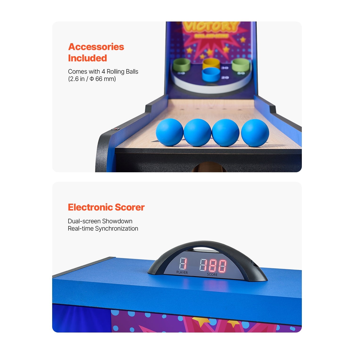 8' Scoring Rolling Traditional Arcade Game Table Indoor Arcade Scorekeeper