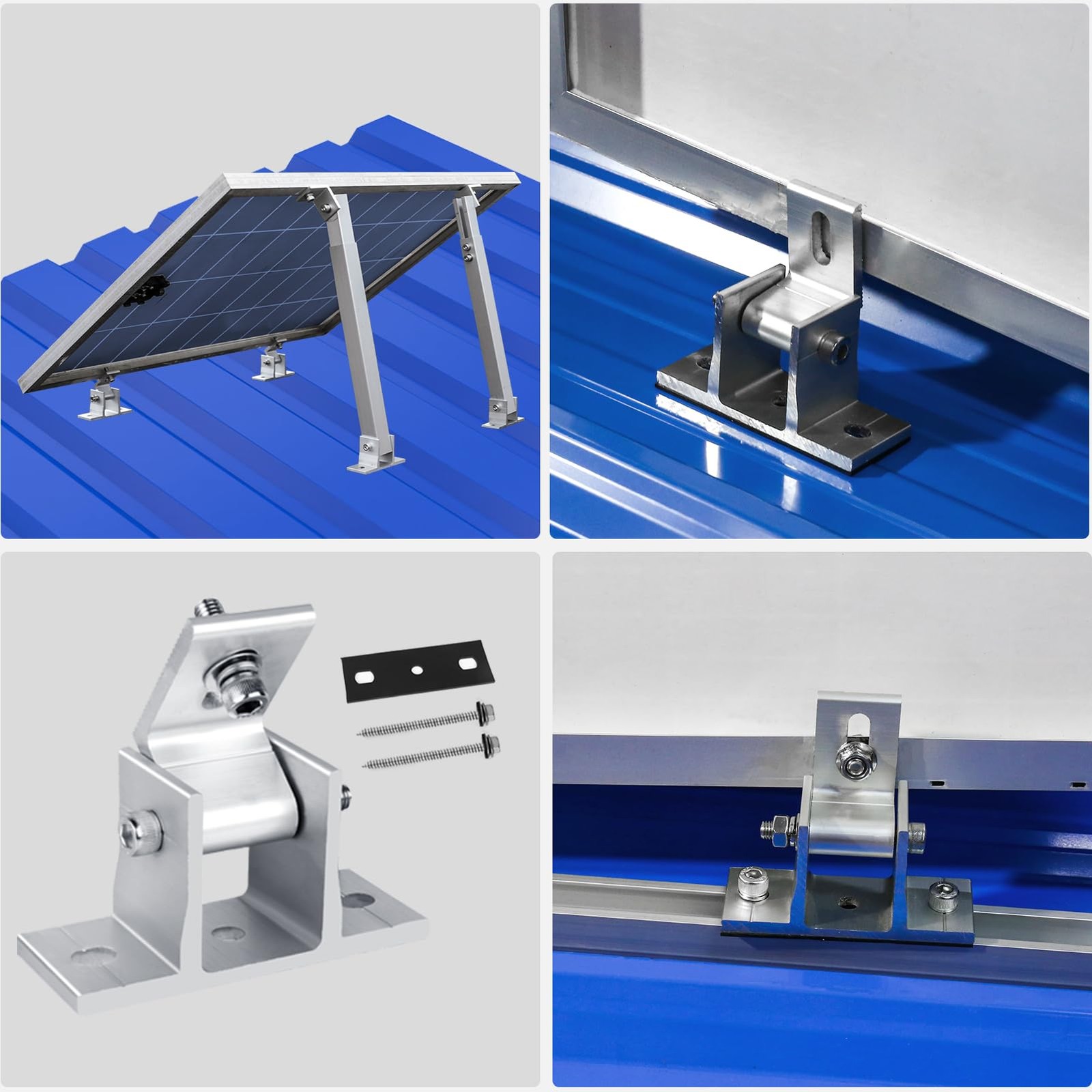 Solar Panel Mounting Brackets, 8PCS Adjustable RV 8PCS, Silver