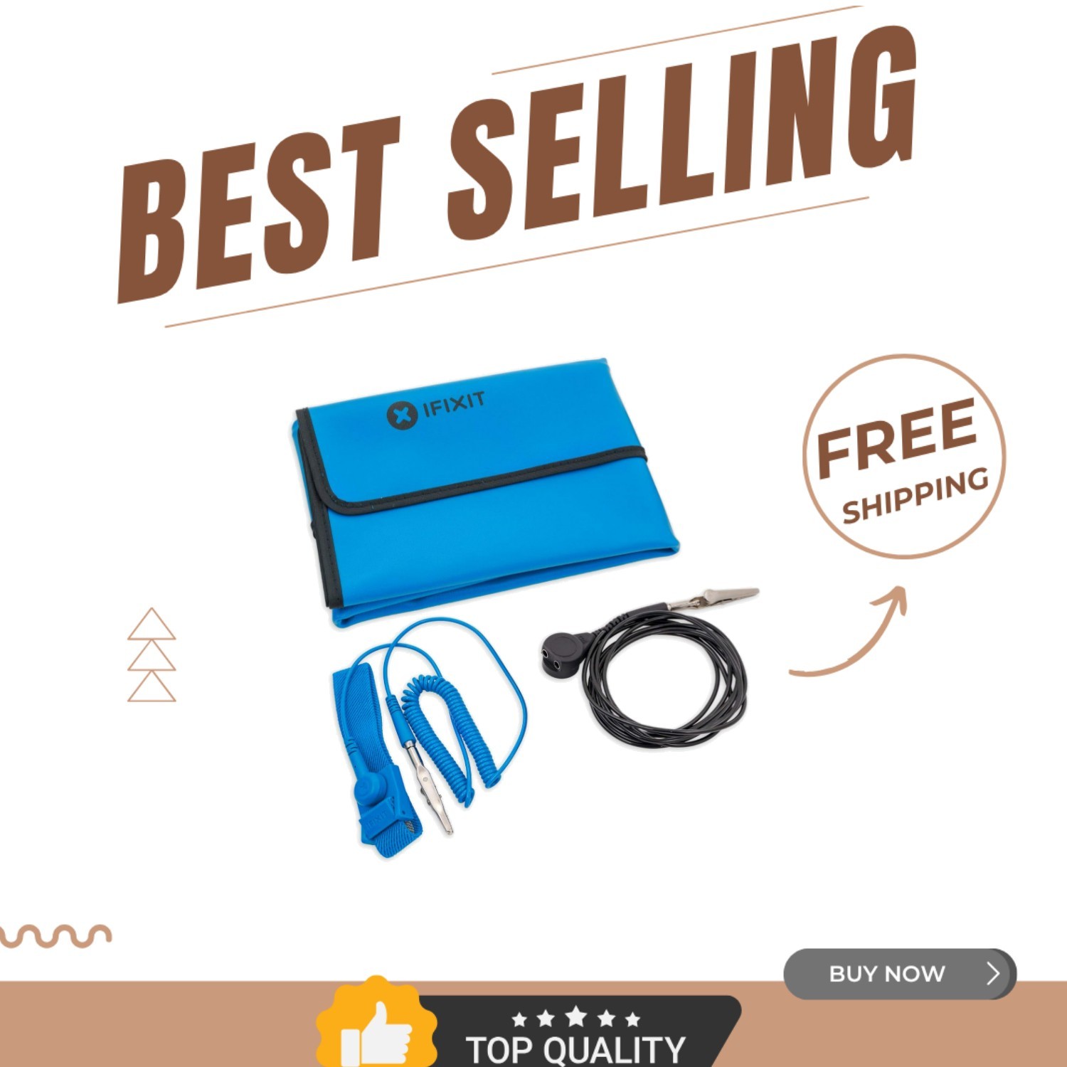 Portable Anti-Static ESD Mat with Adjustable Wrist Strap & Grounding Cord