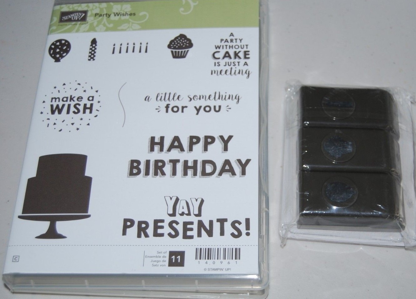 Stampin Up ~ Party Wishes ~ w/ Matching Party Punch Pack Bundle Cling - NIP