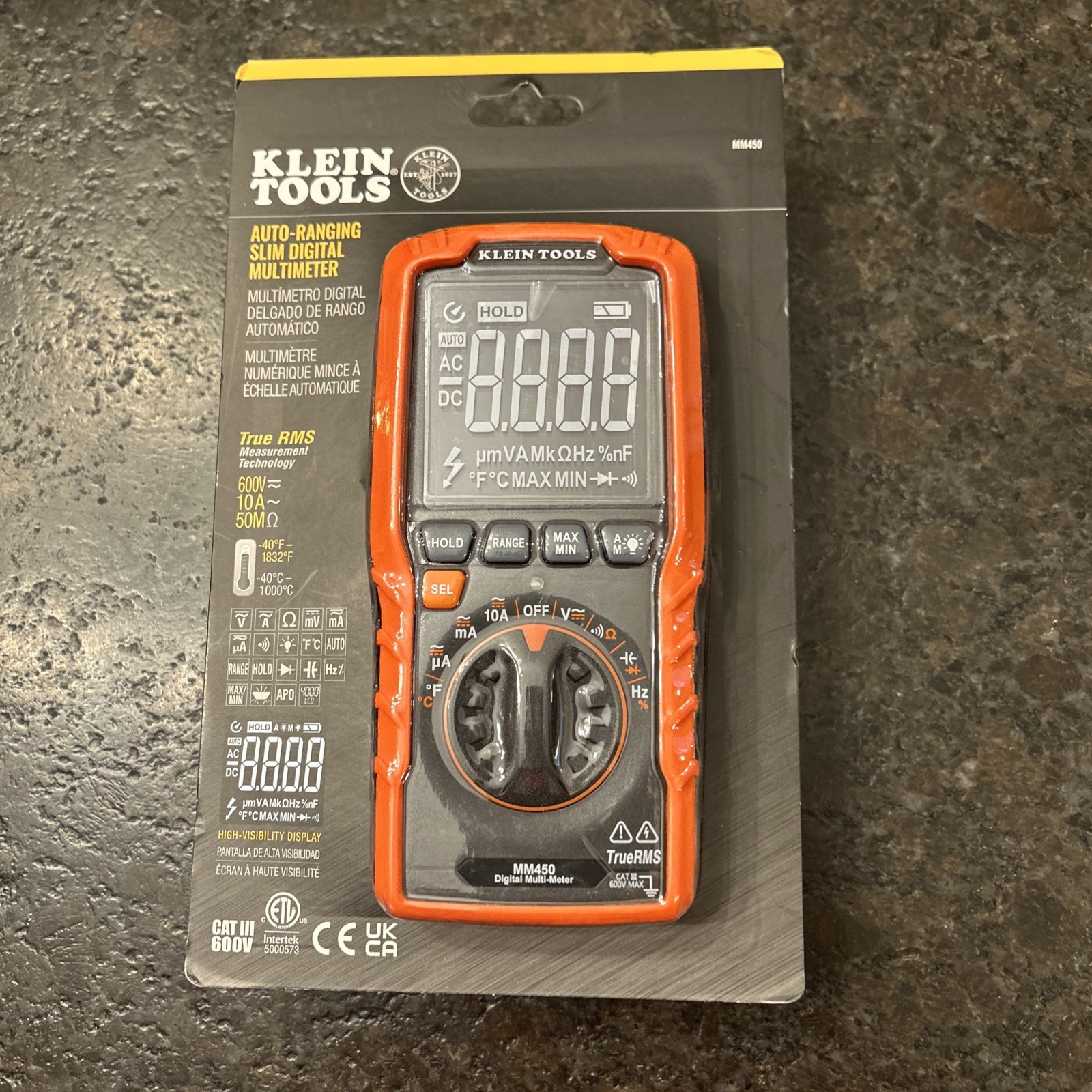 Klein Tools MM450 TRMS Multimeter Voltage Current Resistance Temperature Test