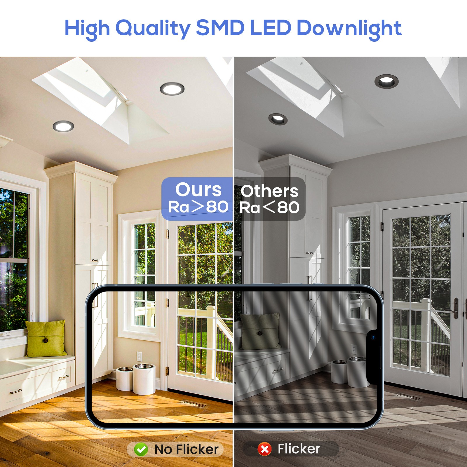 12W 5/6 Inch 5CCT LED Ceiling Lights Dimmable Black 1100lm Downlights Lamps Slim