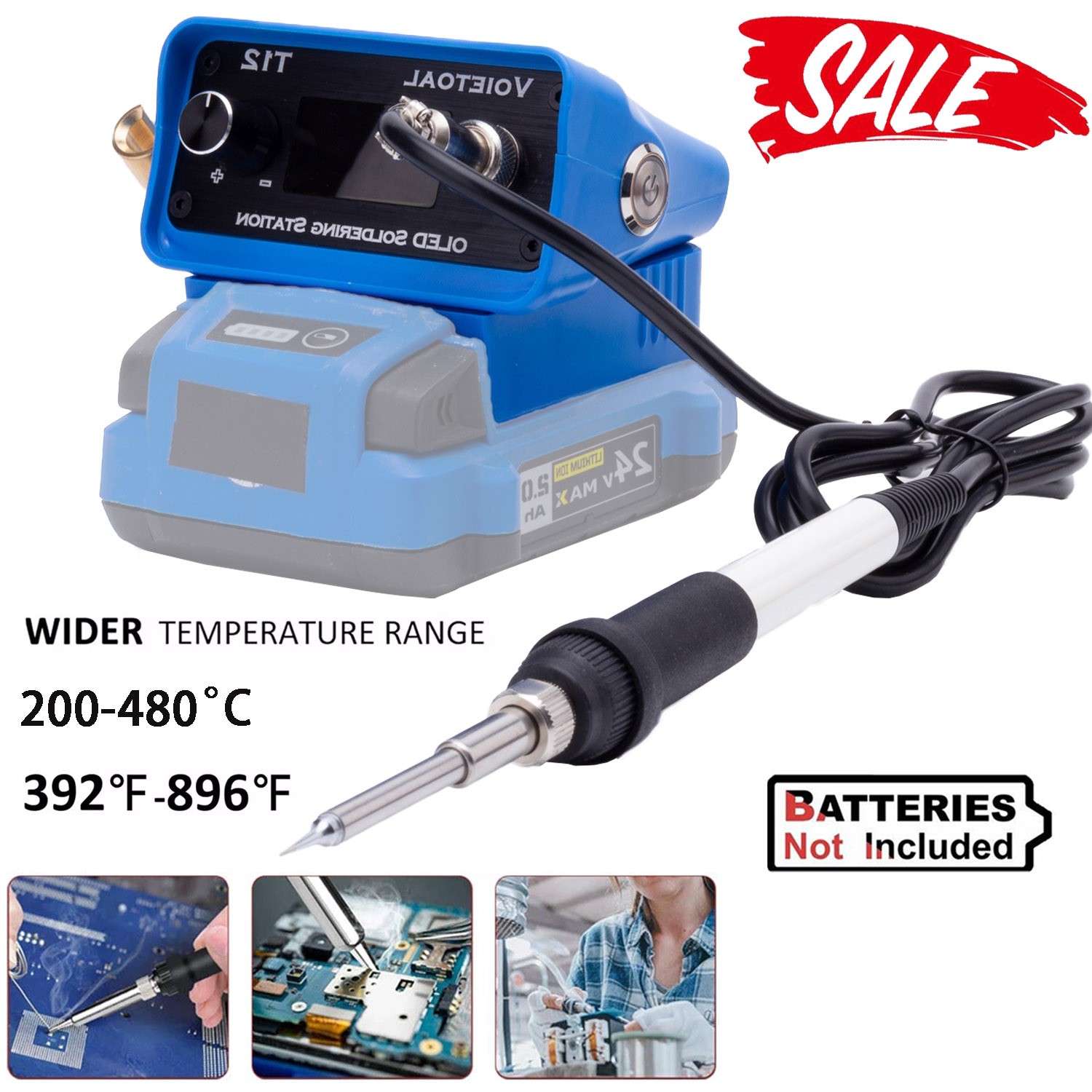 Cordless Portable Soldering Iron Station T12 Tip For Ko-balt 24V Battery DIY