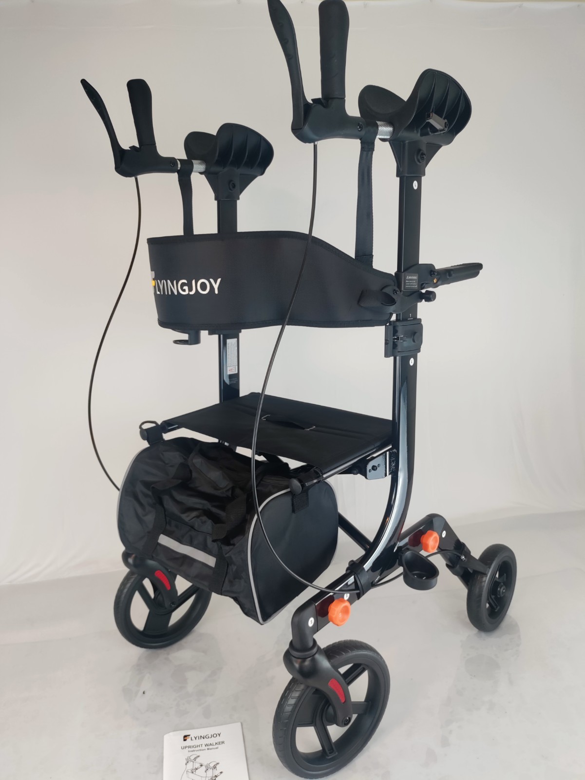FlyingJoy Upright Rollator Walker w/ Seat All Terrain 300 lb Black