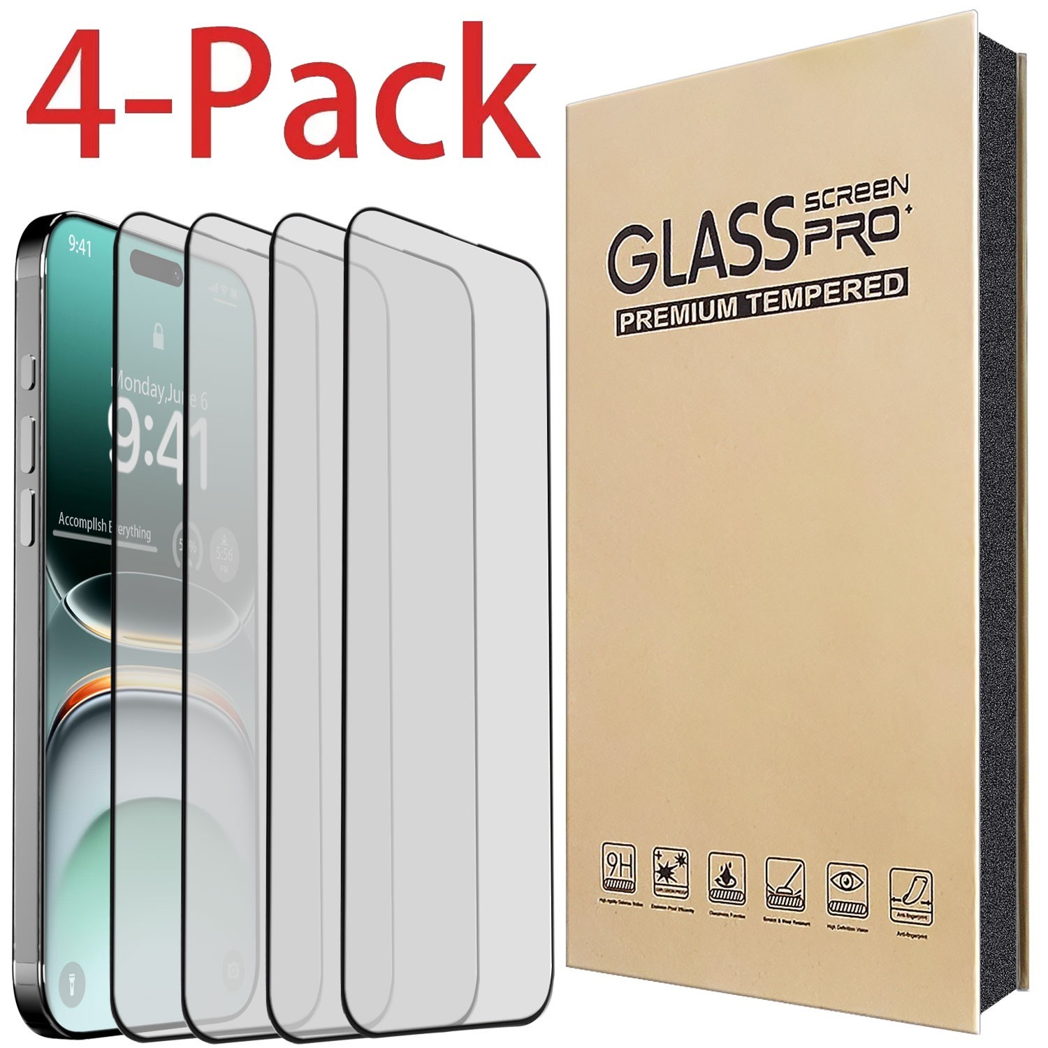 4PCS Clear Tempered Glass Screen Protector For Apple iPhone 15 Plus/15 Pro Max