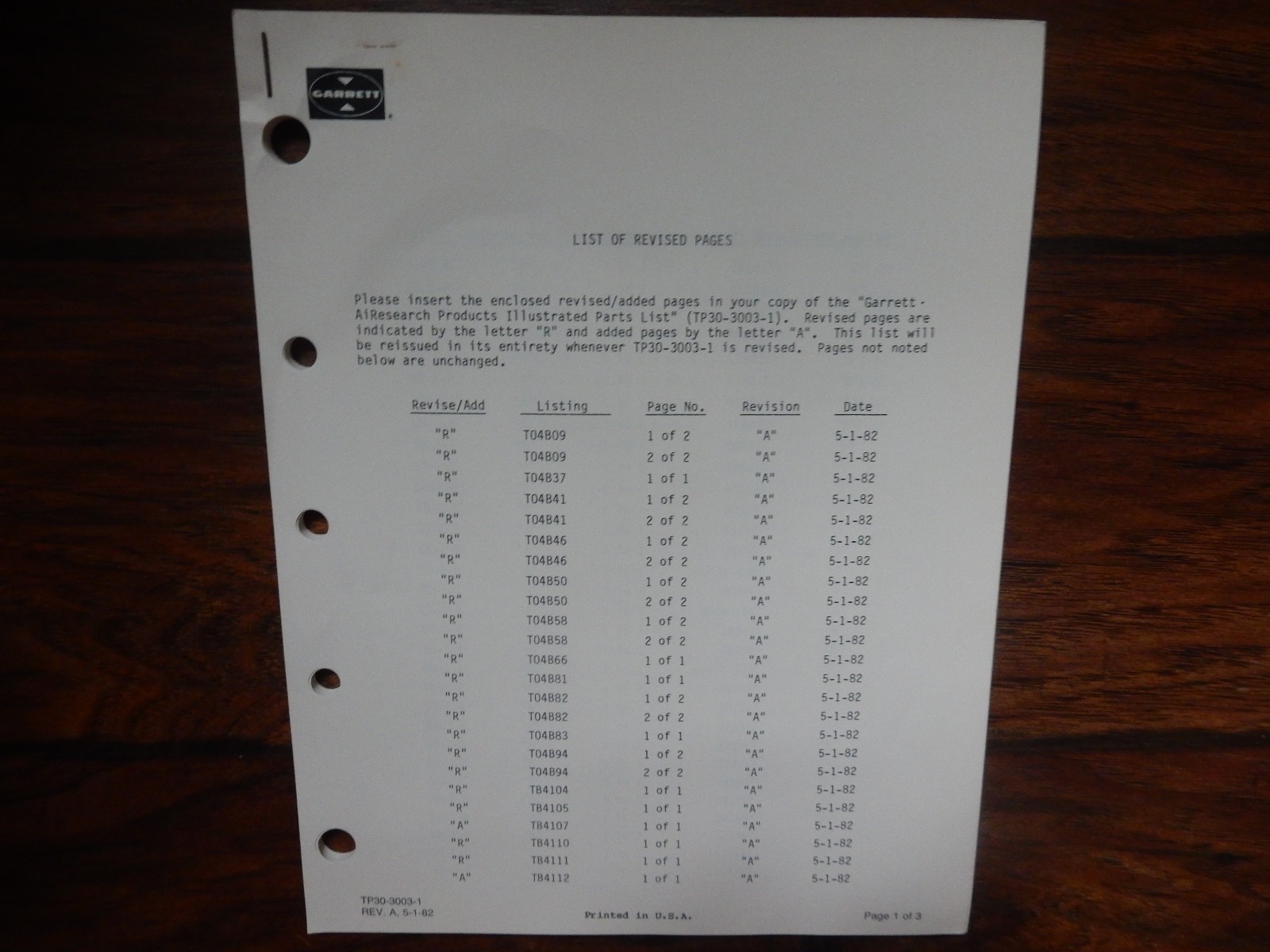 Garrett Diesel Turbocharger Service Parts Manual 1982 TB 4110, 4111, 41112 RARE
