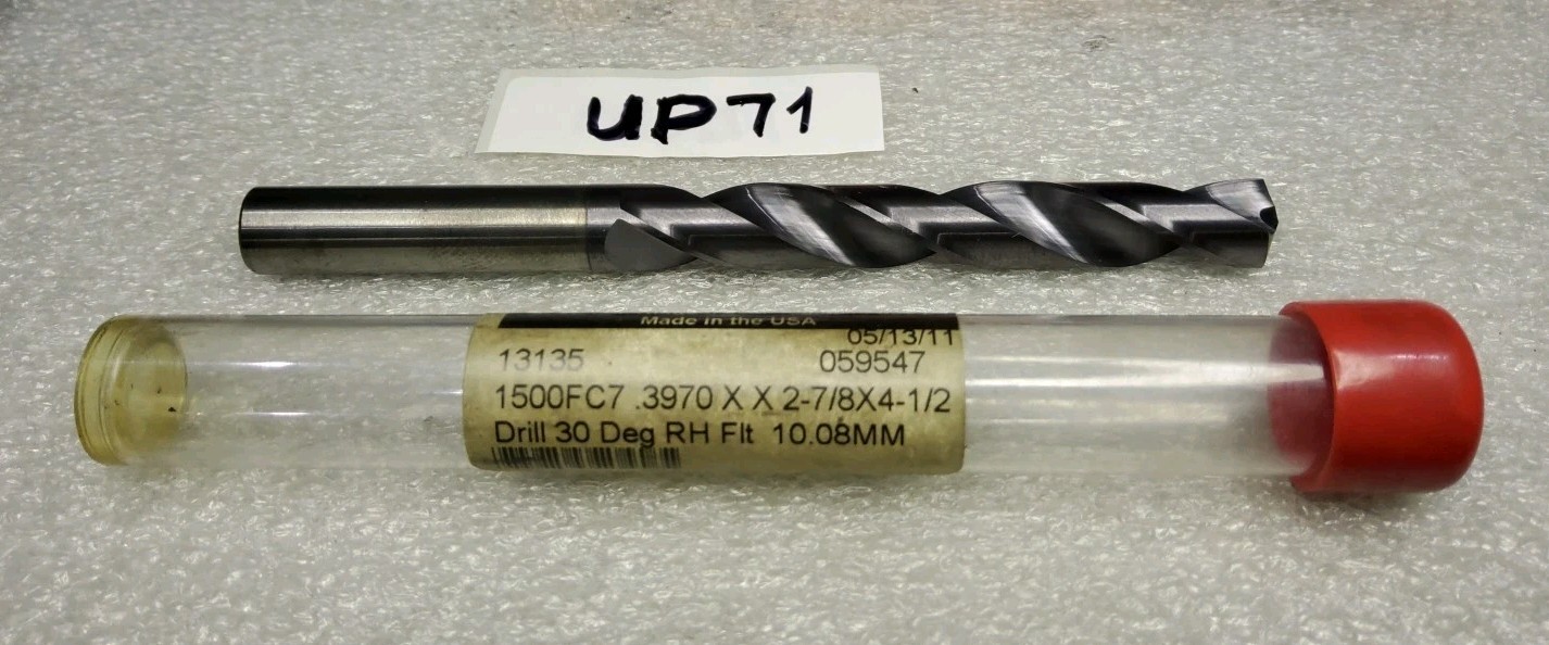 FULLERTON  .397" CARBIDE 2-FLUTE DRILL, 4-1/2" OAL, .395" SHANK