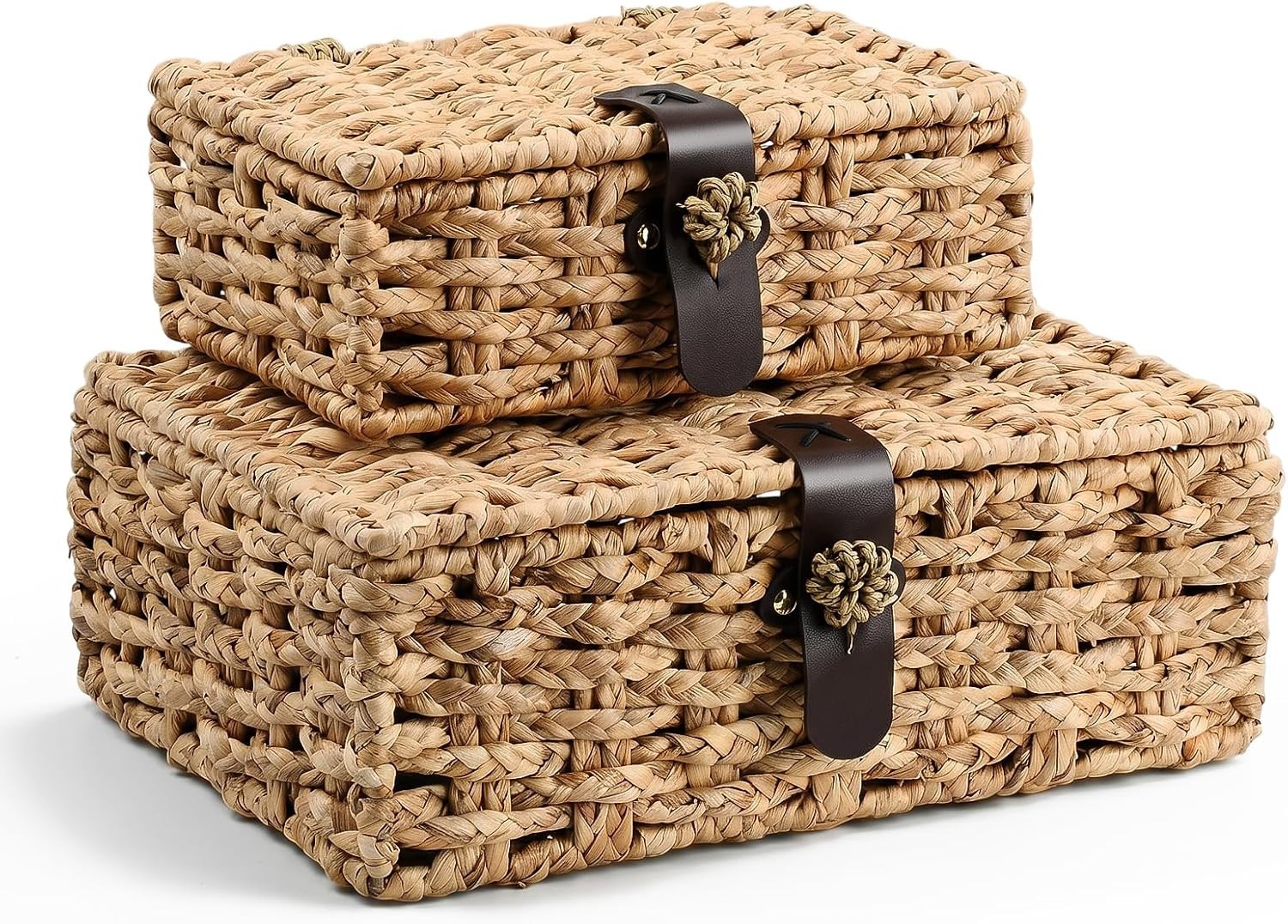 Versatile Handwoven Wicker Boxes with Magnetic Closures, Perfect for Home Decor