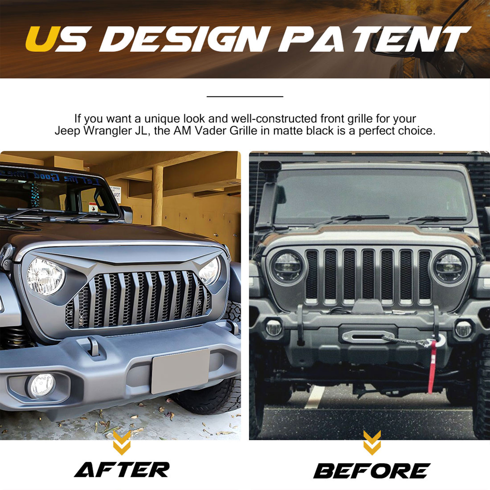 American Modified Vader Grille w/ Mesh for 2018-2022 Jeep Wrangler (Used)