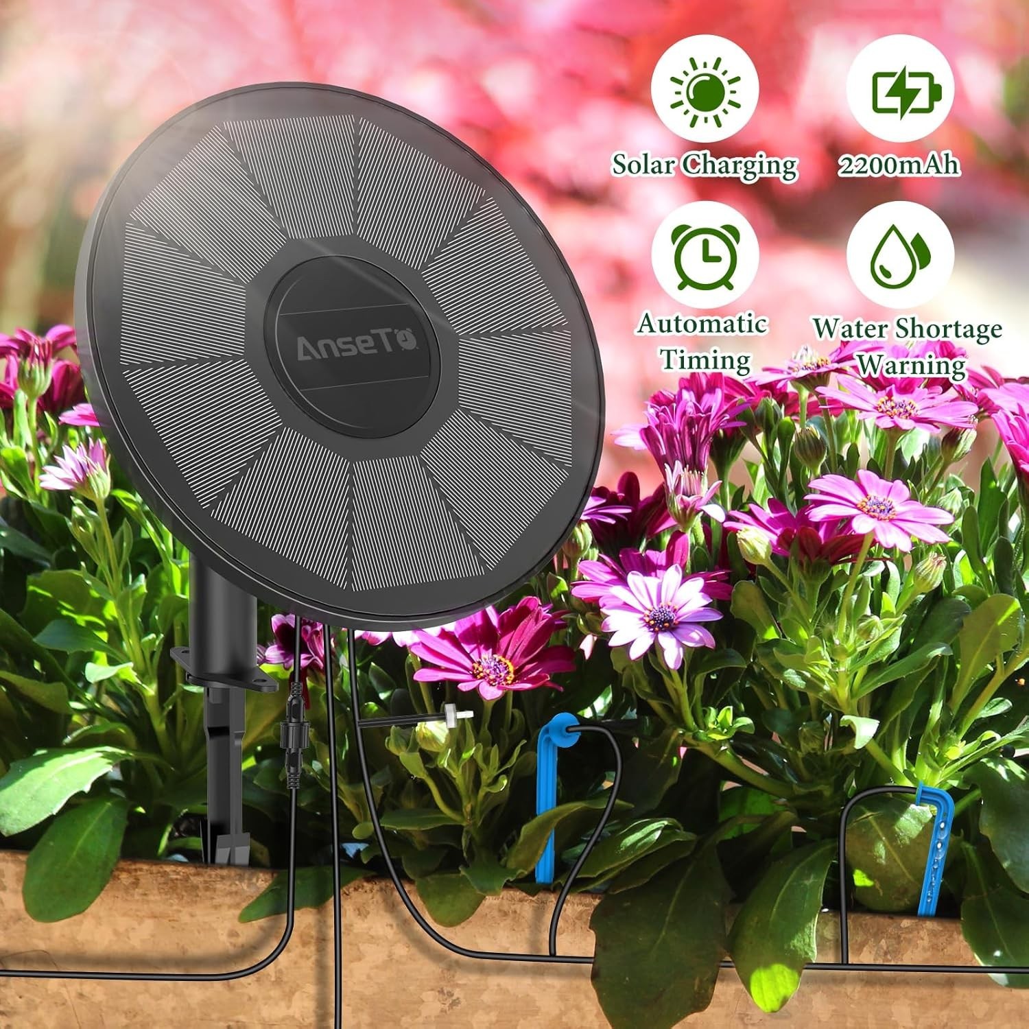 50FT Solar Irrigation System Integrated Irrigation Controller for Garden Balcony