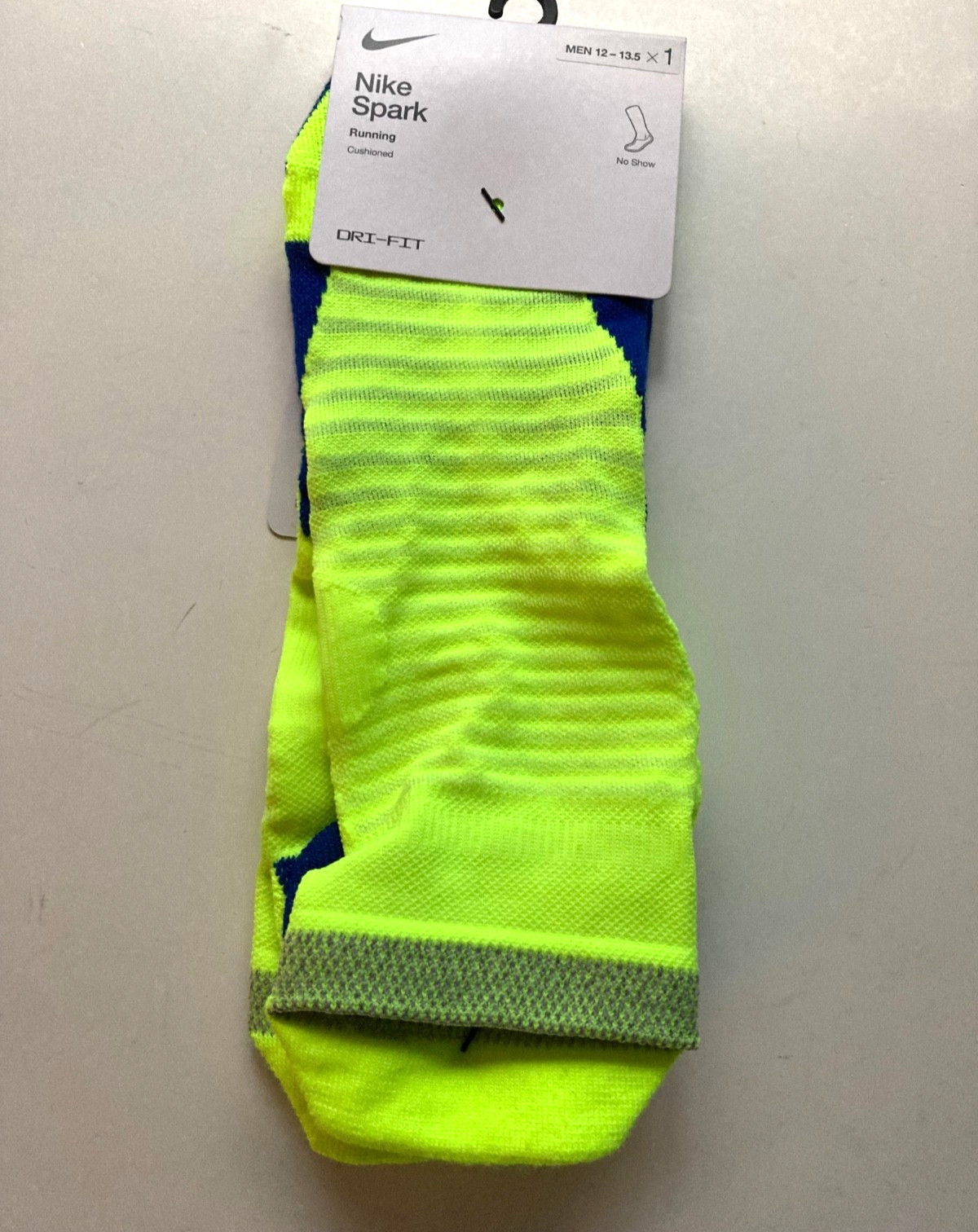 Nike Spark Dri-Fit Running Socks Cushioned 1-pair NO-show socks Black Size 12-13