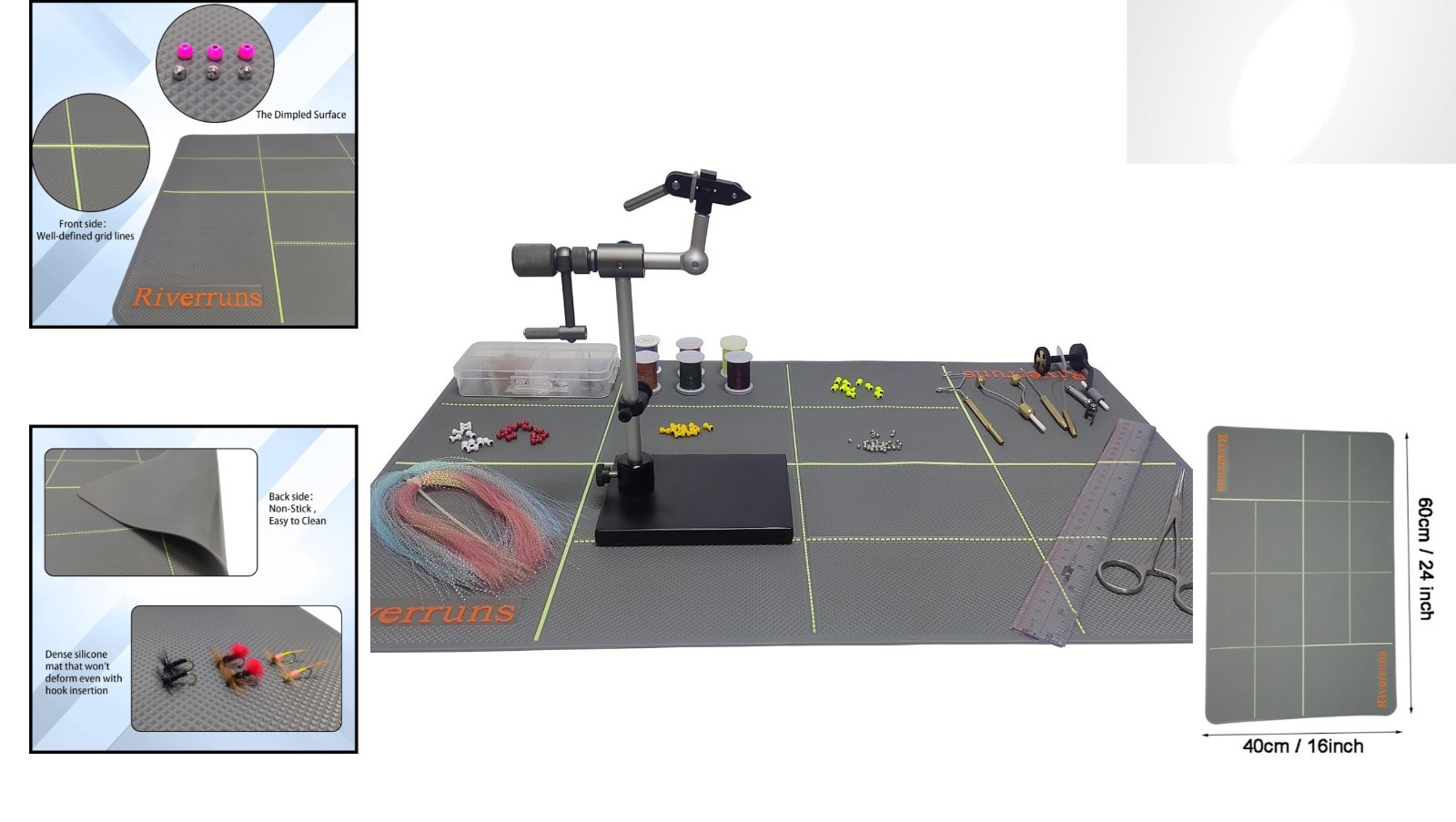 Versatile Fly Tying Silicone Mat - 24x16 Inches Large & 2 Medium Sizes Available