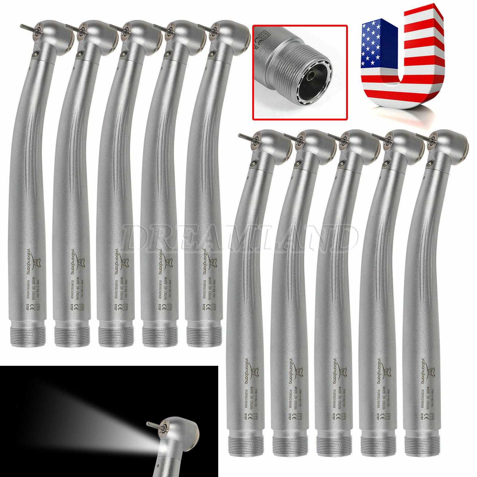 1-10* Dental LED Handpiece E-generator Handpiece Push Air Turbine 2H OR1