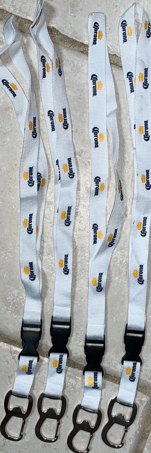 CORONA LANYARD BOTTLE OPENER CARABINER SET OF (4) PARTY FUN