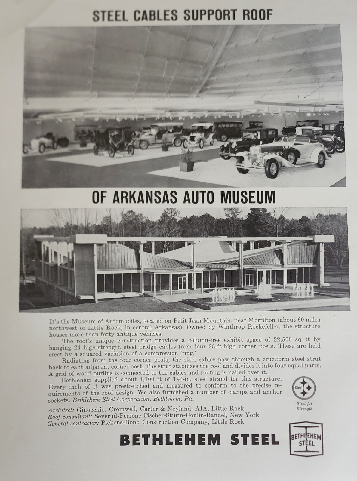 Bethlehem Steel Magazine Ad Picture Arkansas Auto Museum 1966 Decor