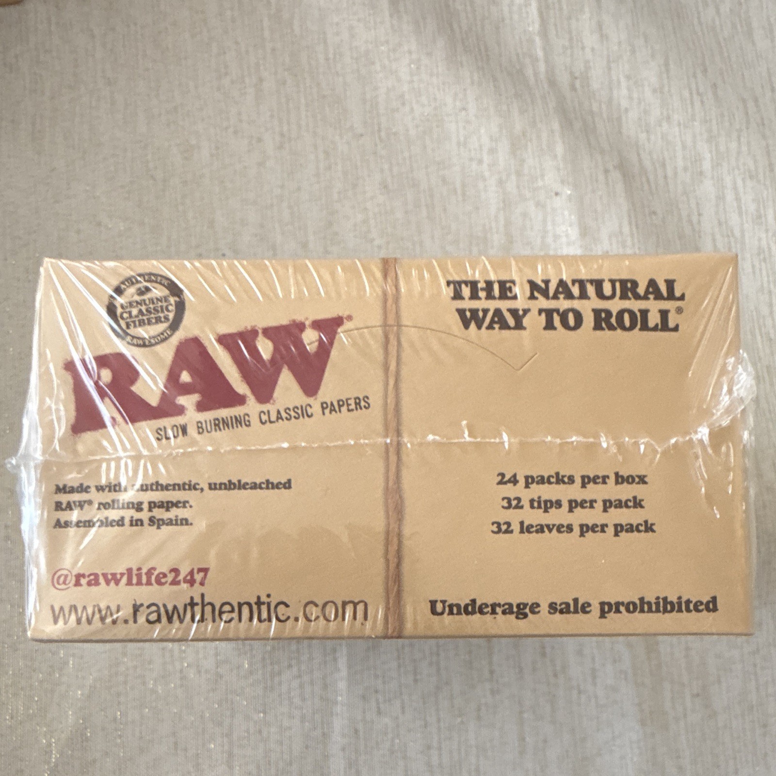 RAW Classic Connoisseur King Size Slim + Tips Rolling Papers 24 Pack Box