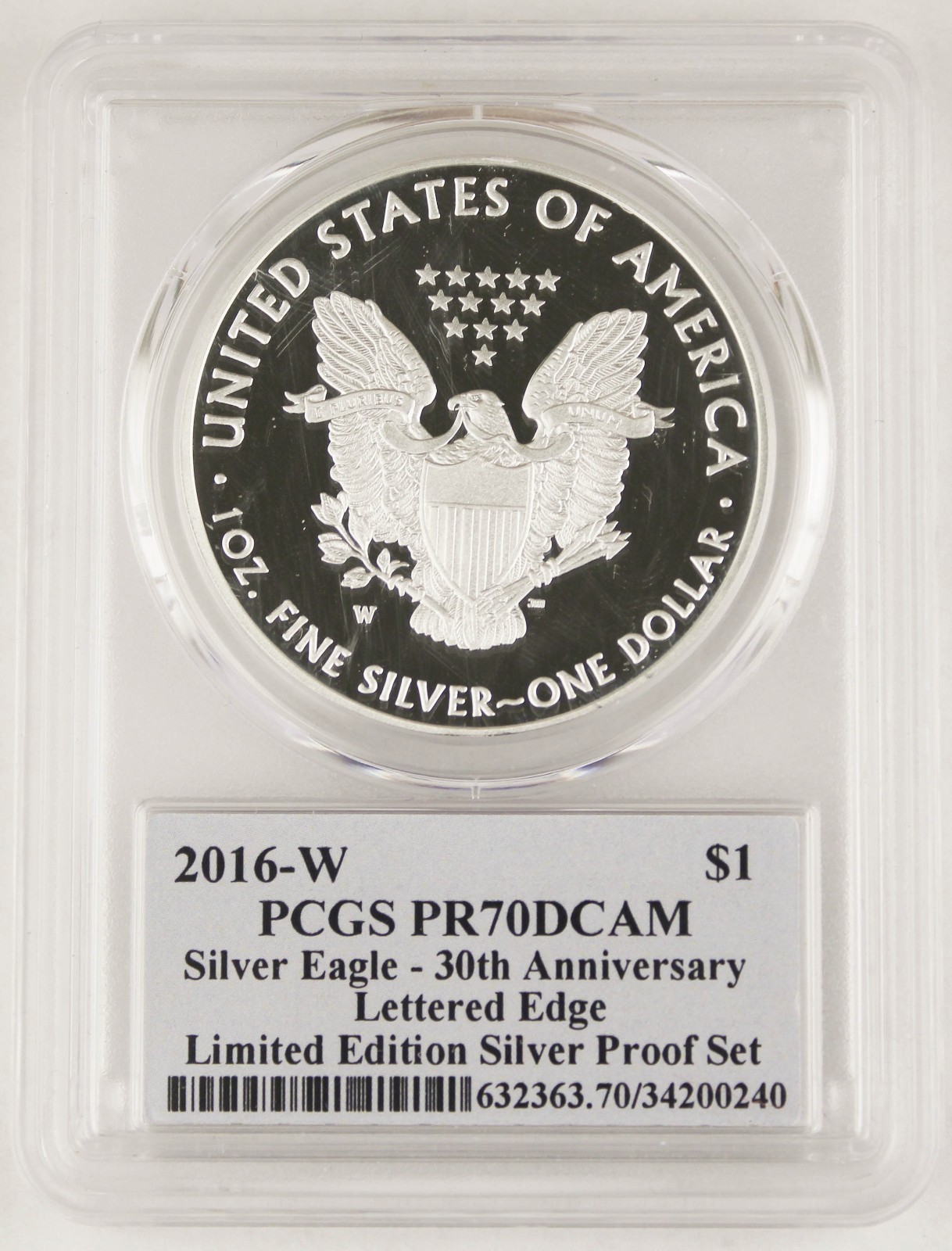 2016 W $1 American 1 Oz Silver Eagle Proof Coin PCGS PR70 DC Limited Edition Set
