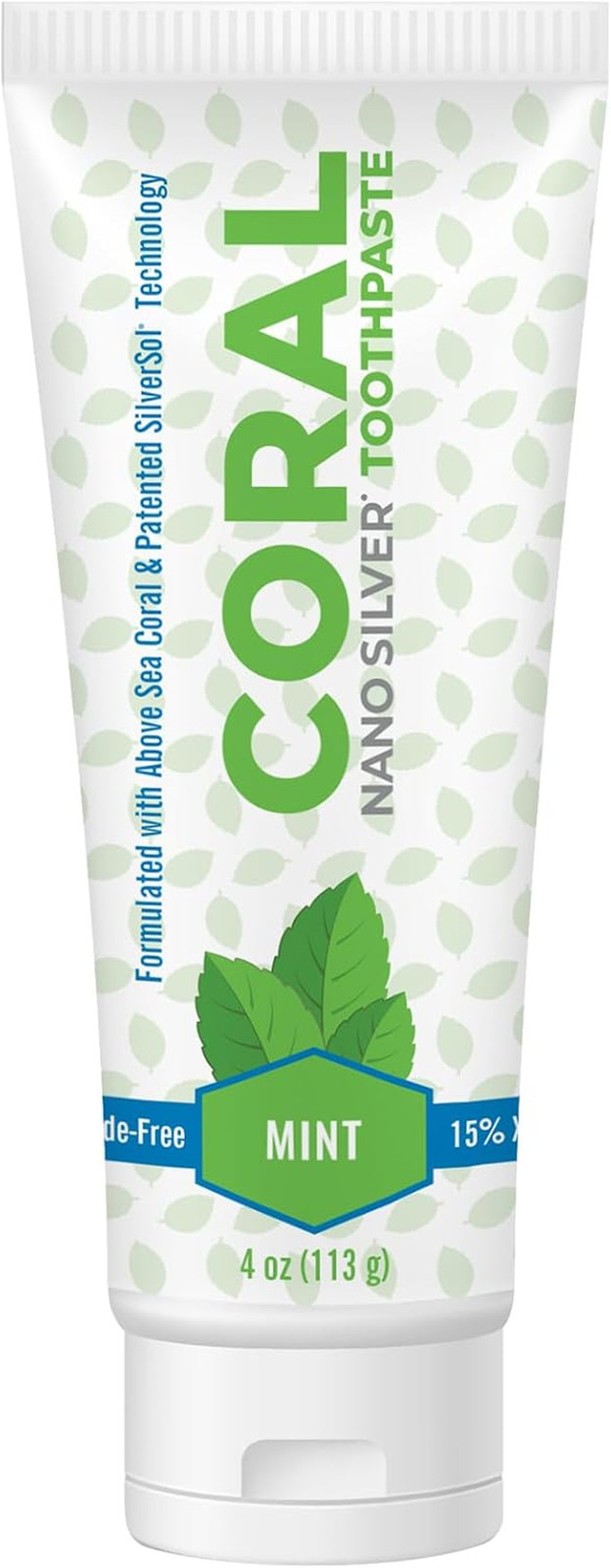Coral Nano Silver Mint Toothpaste, Natural Fluoride Free Teeth Whitening Toothpa