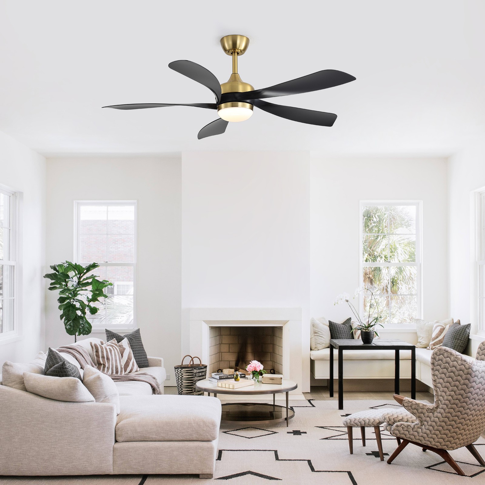 52" Ceiling Fan with Light,Remote Contol,Adjustable Dimmable Lighting Silent DC