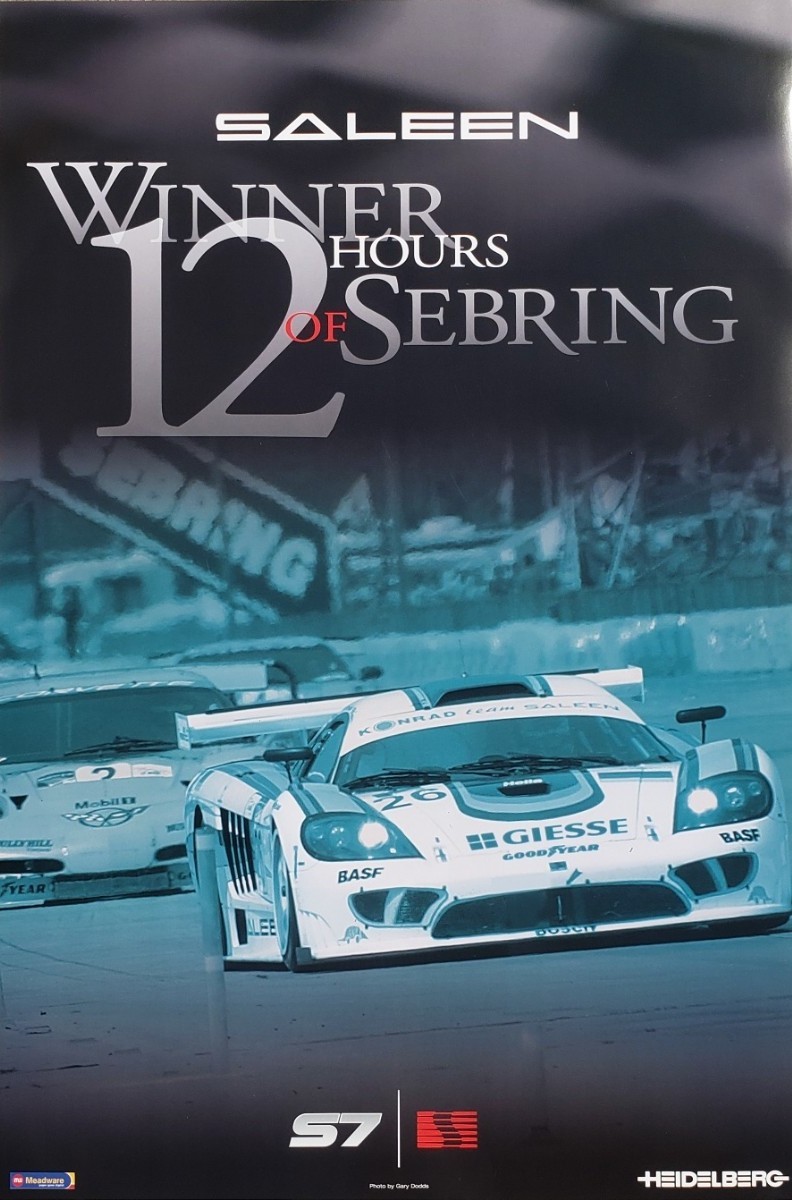 Saleen Winner 12 Hours Sebring S7 Supercar Poster * OEM Stock SHIPS FREE TO USA!