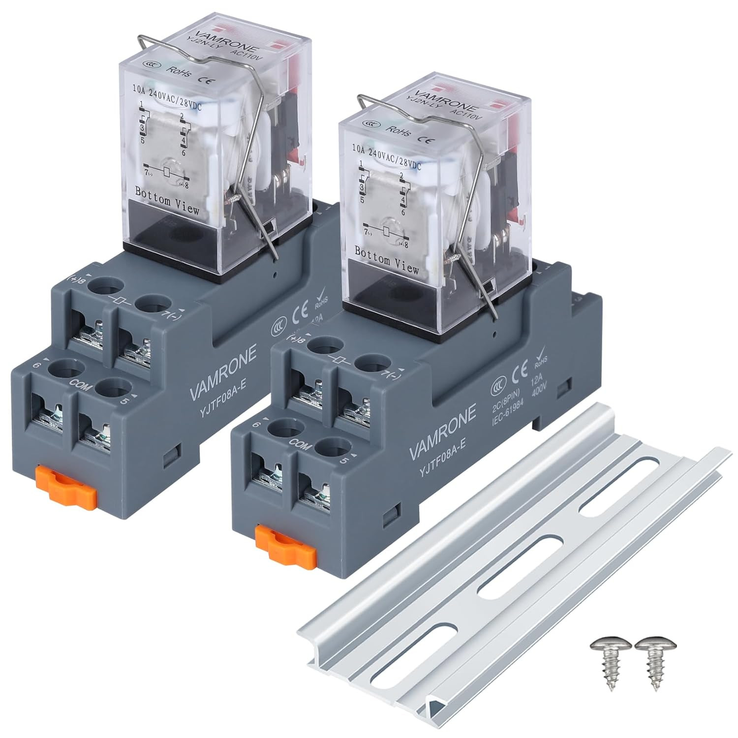 Electromagnetic Power Relay, 8-Pin 10 AMP 110V/120V AC Relay Coil with Socket Ba
