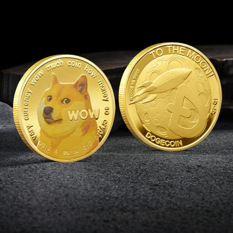 Dogecoin Coin Souvenir Gold Plated Golf Ball Marker / Poker Card Protector DOGE