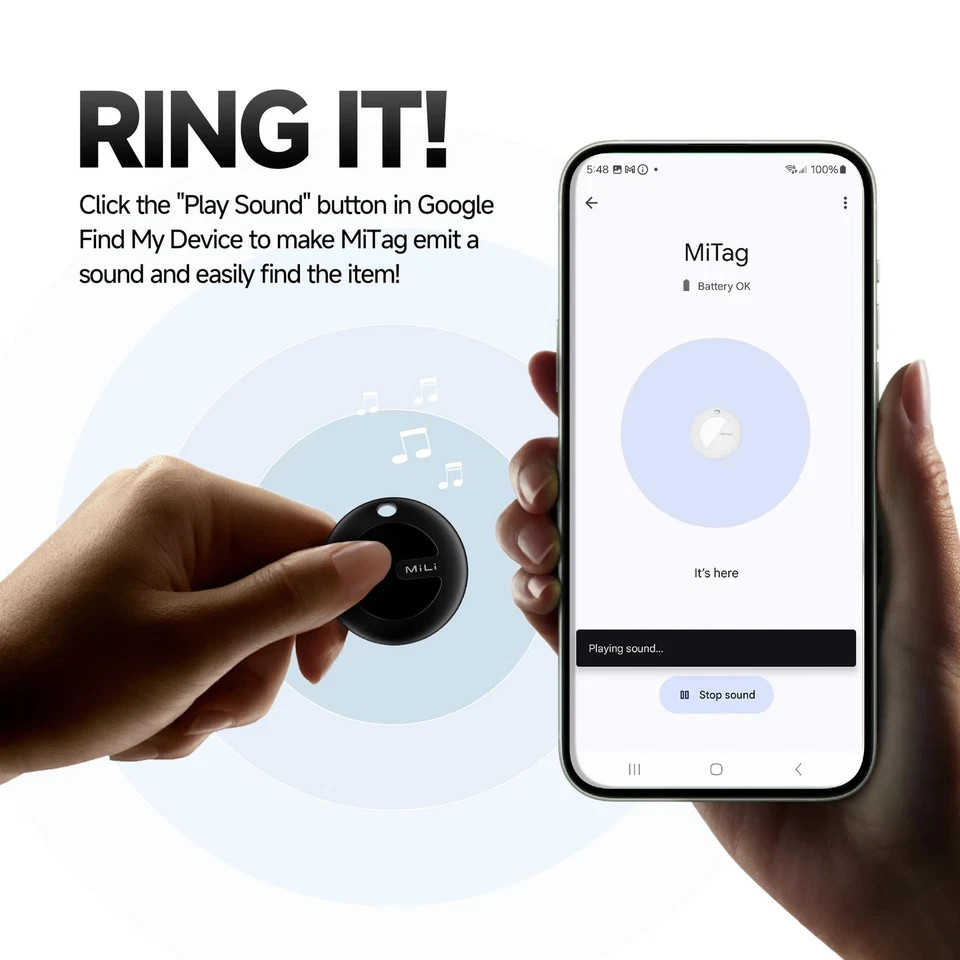 MiLi MiTag Bluetooth Tracker for Android, Smart Air Tracking BLK, 4PCS