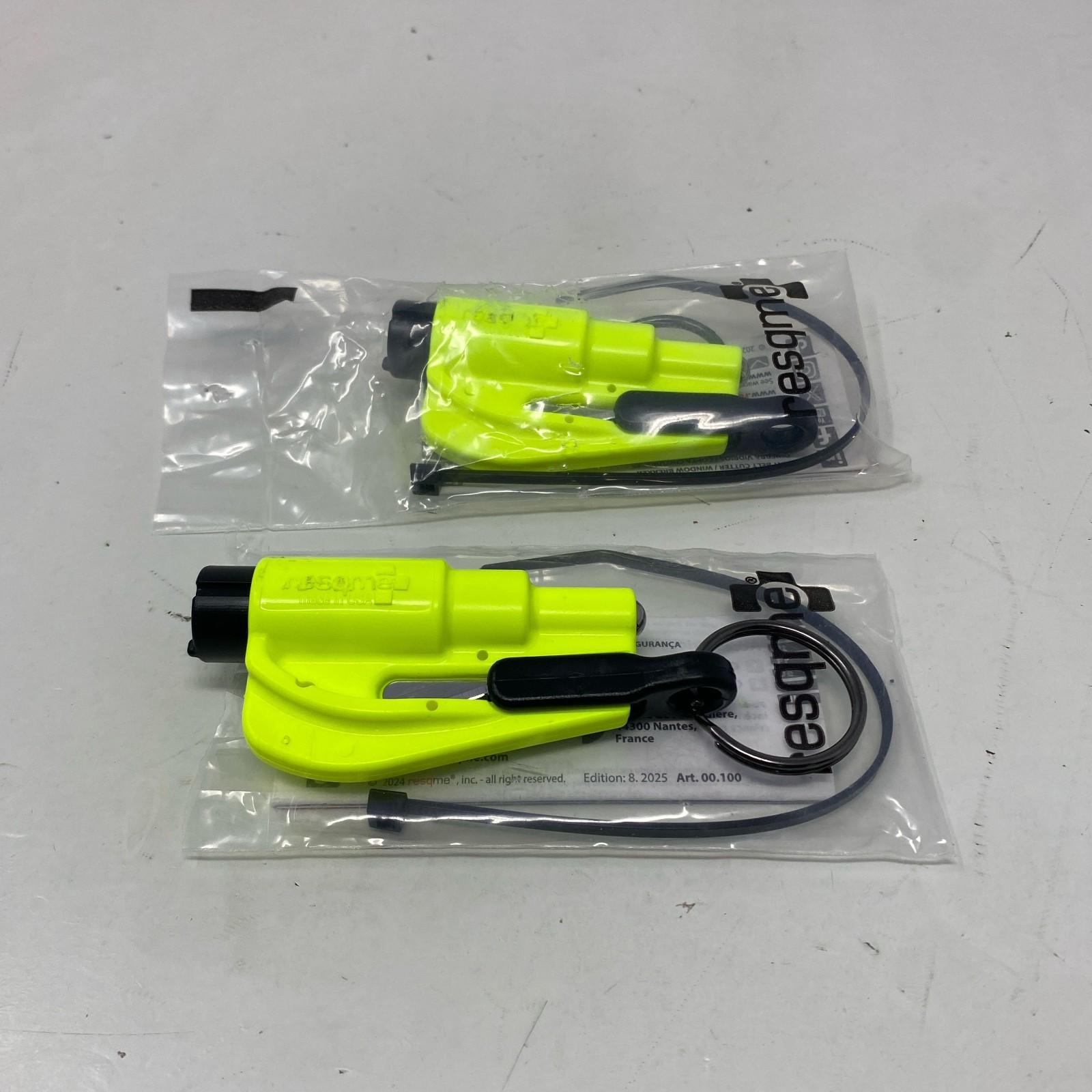 resqme Original Car Escape Tool 2-Pack - Safety Yellow Keychain