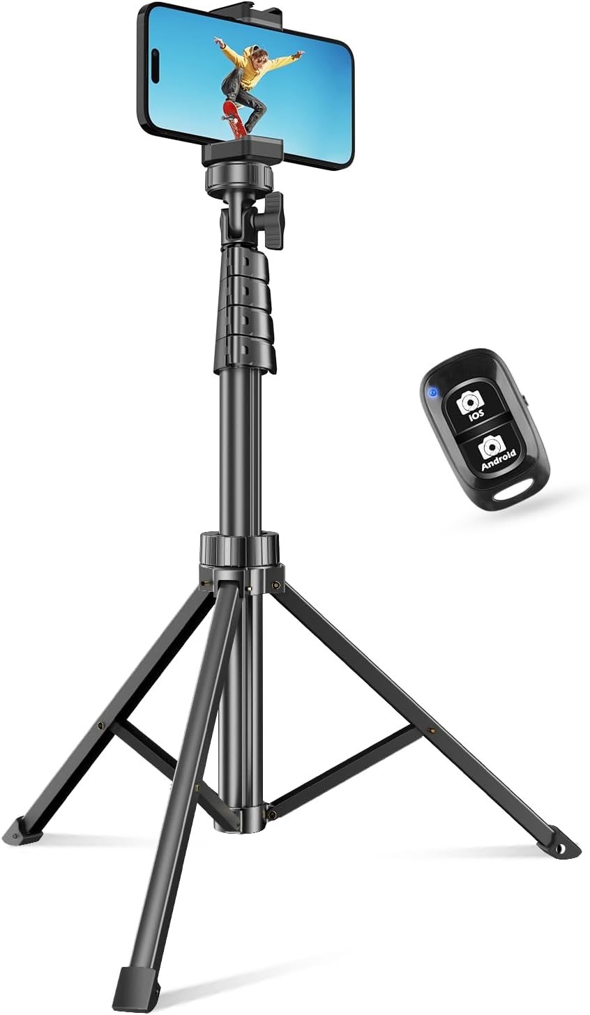 Adjustable Phone Tripod & Selfie Stick with Wireless Remote for Phones & Cameras