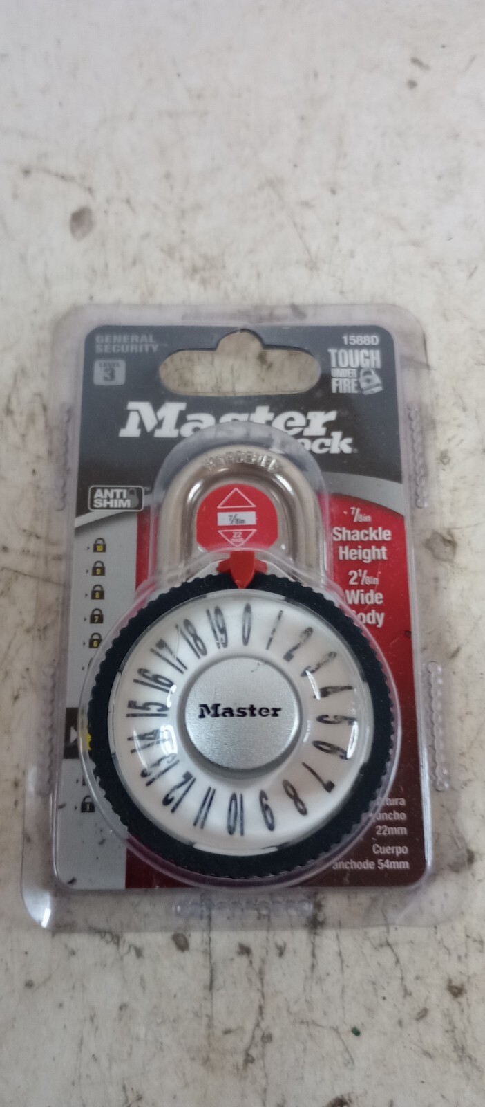 MASTER 1588D LARGE MAGNIFIED NUMBER COMBINATION LOCKER PADLOCK SILVER